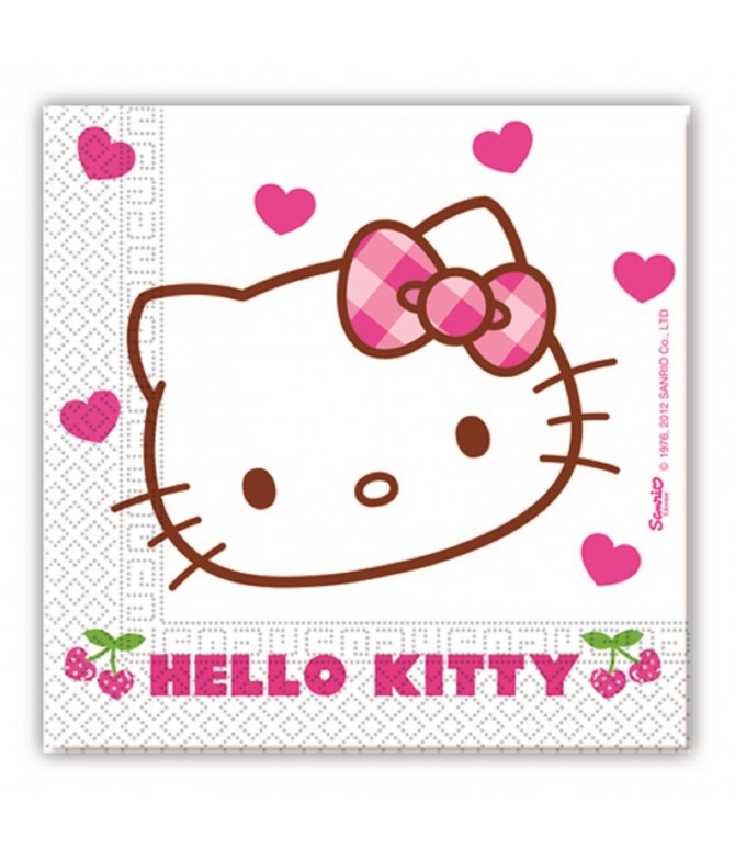 Guardanapos Hello Kitty Hearts 33 cm - 20 un Guardanapos Hello Kitty Hearts 33 cm - 20 un