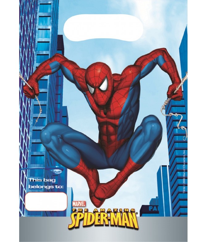 Bolsas Aniversário Homem Aranha 8 un Bolsas Aniversário Homem Aranha 8 un