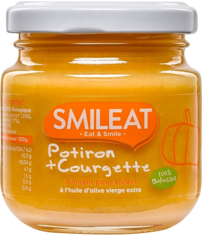 Smileat Boião Abóbora & Curgete BIO 130gr Smileat Boião Abóbora & Curgete BIO 130gr