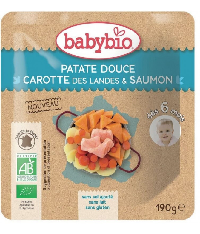 Babybio Batata Doce Cenoura Salmão 190gr