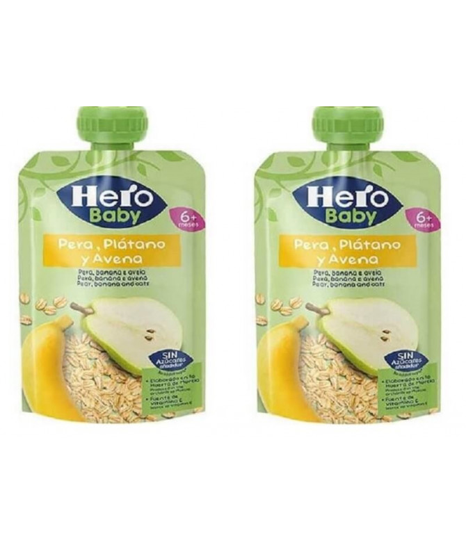 PACK 2 Hero Baby Puré Pêra Banana Aveia 100gr PACK 2 Hero Baby Puré Pêra Banana Aveia 100gr