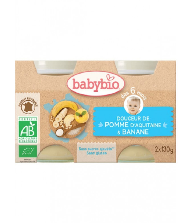 Babybio Boião Manzana Plátano 2x130gr T Babybio Boião Manzana Plátano 2x130gr T