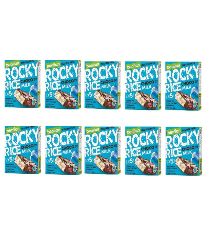 PACK 10 Benlian Barrita Arroz Chocolate Leite 5un PACK 10 Benlian Barrita Arroz Chocolate Leite 5un