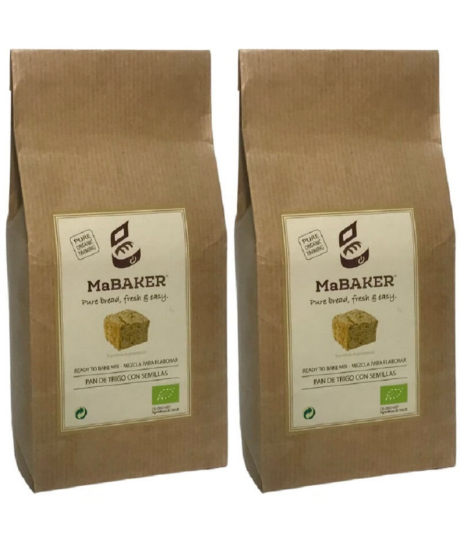 PACK 2 MaBAKER Mezcla Pan Trigo Semillas BIO 500gr T PACK 2 MaBAKER Mezcla Pan Trigo Semillas BIO 500gr T