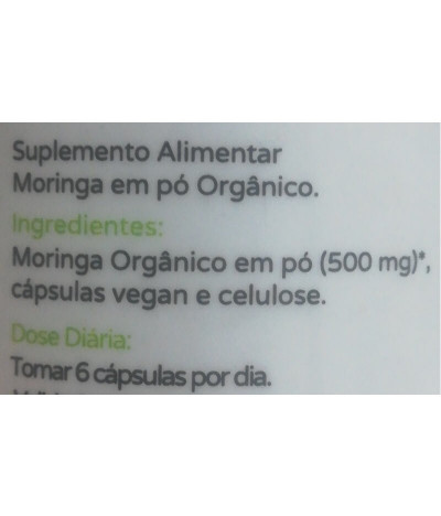 Moringa Puro Orgânico ANTIOXIDANTE 90un