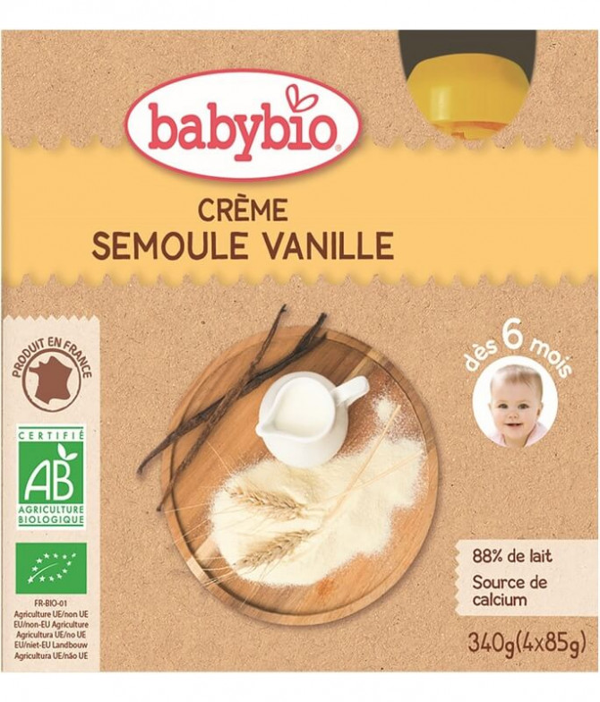 Babybio Creme Sêmola Baunilha 4x85gr