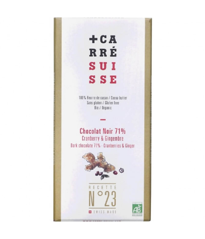 Carré Suisse Chocolate Negro 71% Arándano Jengibre 100gr T