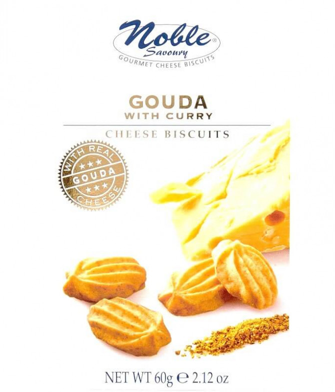 Noble Savoury Biscoito Queijo Caril 60gr Noble Savoury Biscoito Queijo Caril 60gr