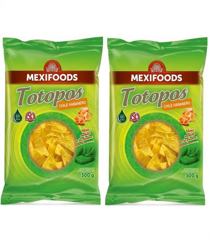 PACK 2 Mexifoods Totopos Nachos Chile Habanero 300gr