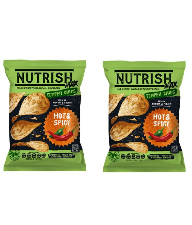 PACK 2 Nutrish Max Chips Tempeh Hot Spicy 60gr T