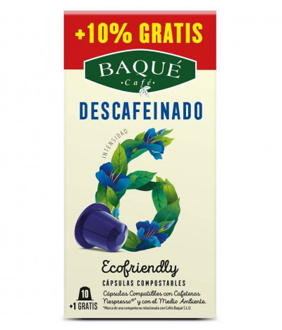 Baqué Café Descafeinado Ecofriendly 10un+10%