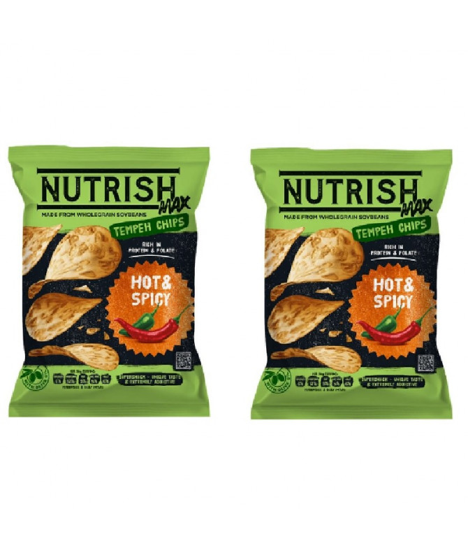 PACK 2 Nutrish Max Chips Tempeh Hot Spicy 60gr