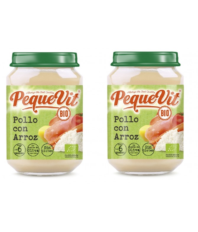 PACK 2 Pequevit Boião Frango & Arroz BIO SEM GLÚTEN 200gr PACK 2 Pequevit Boião Frango & Arroz BIO SEM GLÚTEN 200gr