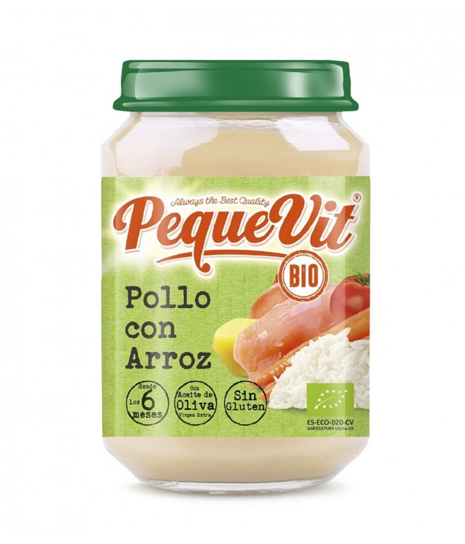 Pequevit Boião Frango & Arroz BIO SEM GLÚTEN 200gr Pequevit Boião Frango & Arroz BIO SEM GLÚTEN 200gr