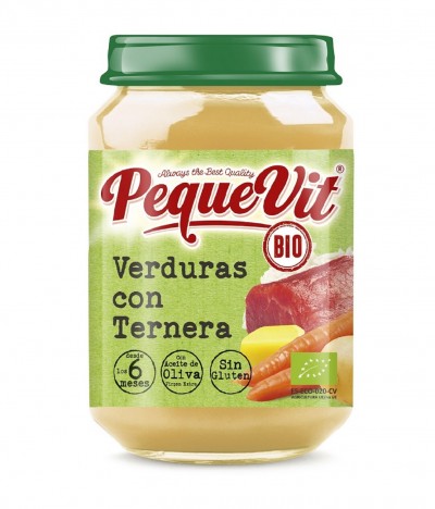 Pequevit Boião Verduras & Vitela BIO SEM GLÚTEN 200gr
