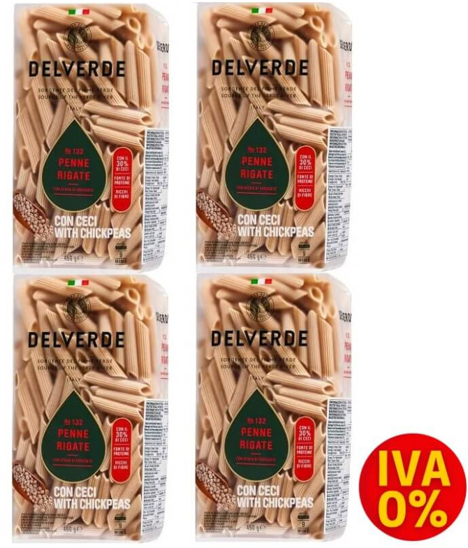 PACK 4 Delverde Penne Rigate Grão 450gr