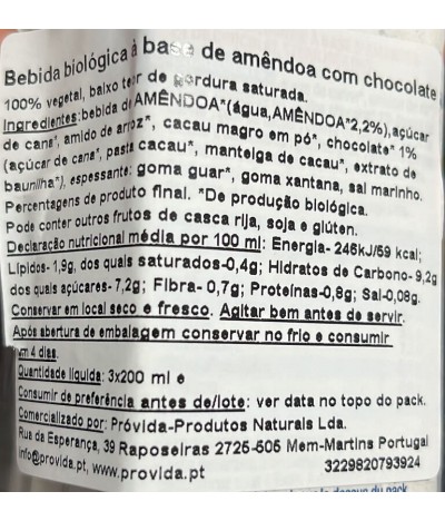 BJORG Bebida Amêndoa Chocolate BIO 3x20cl