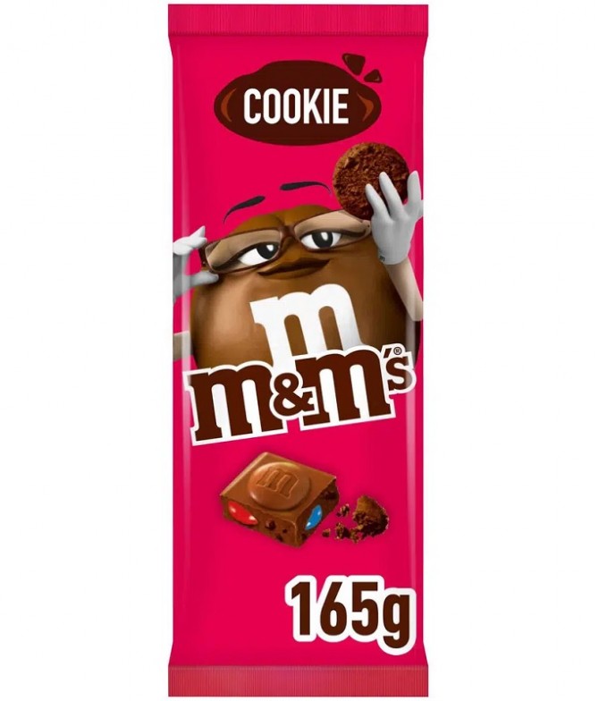 M&M Tableta Chocolate Leche Cookie 165gr T