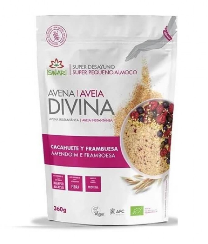 Iswari Aveia Divina Amendoim Framboesa BIO 360gr