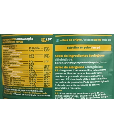 Shine Spirulina Polvo BIO 100g T