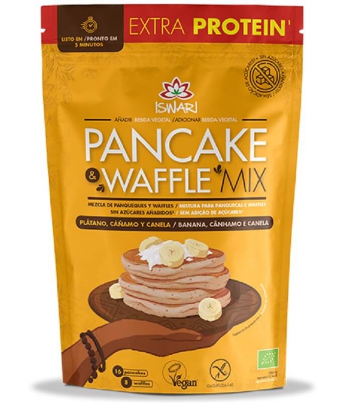 Iswari Mix Panqueca Waffle Banana Cânhamo Canela BIO 400gr