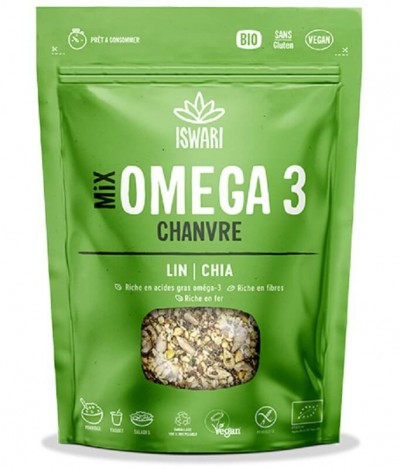 Iswari Mix Ómega 3 Cânhamo Linhaça Chia BIO 200gr