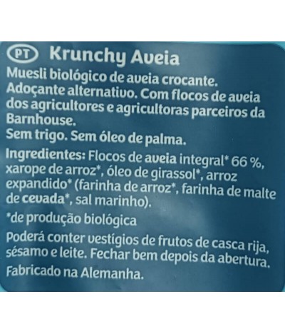 Barnhouse Krunchy Pur Granola Aveia BIO 375gr