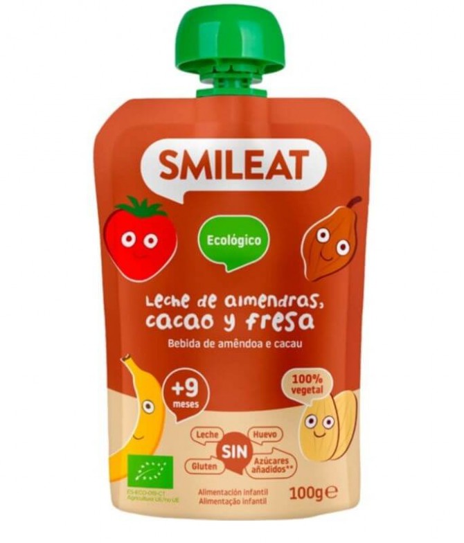 Smileat Leche Almendra Cacao Fresa BIO 100gr T