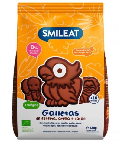 Smileat Bolacha Espelta Aveia Cacau 220gr