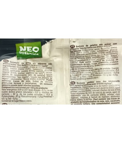 NEO Botanica Goma Alcaçuz Stevia 72gr