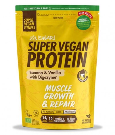 Iswari Super Vegan Protein Plátano Vainilla BIO 400gr T