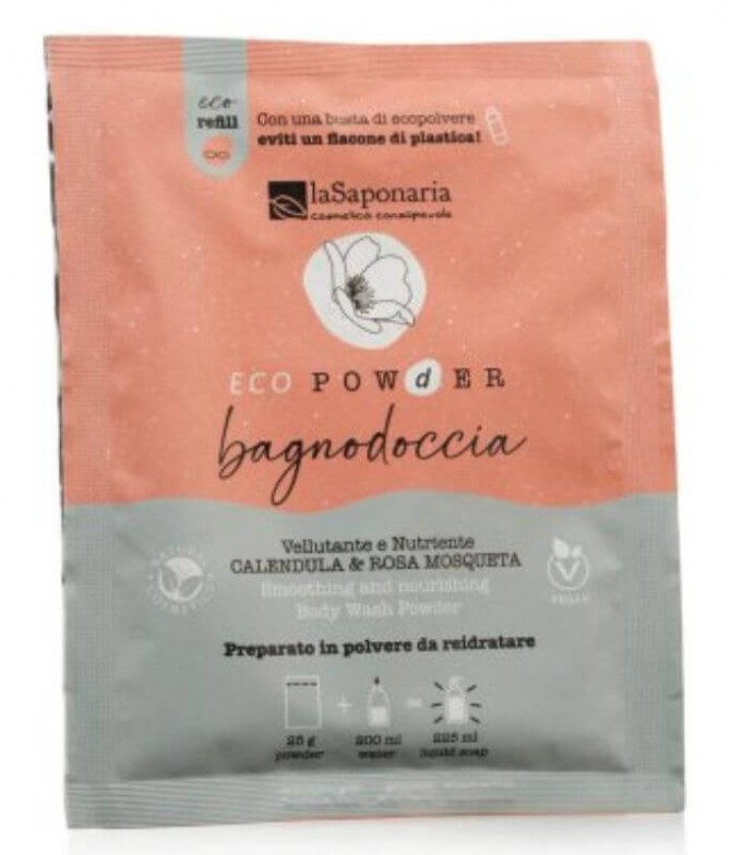 La Saponaria EcoPolvo Gel Baño Caléndula Rosa Mosqueta 25gr T