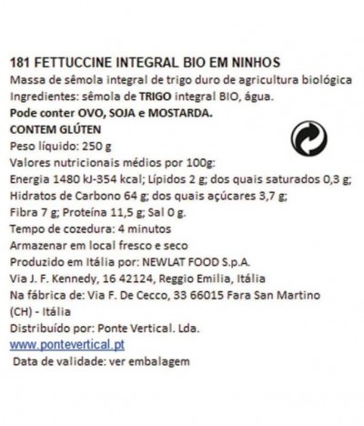 Delverde Massa Fettuccine Nido Integral BIO 250gr