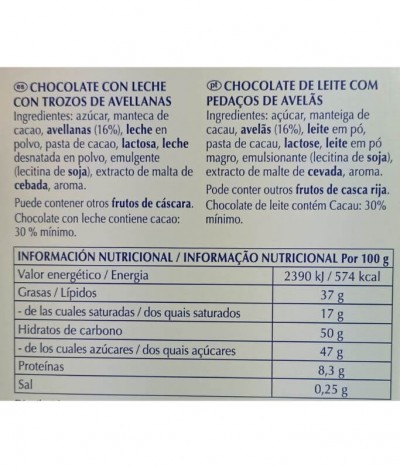 Lindt Chocolate Leche Avellana 125gr T