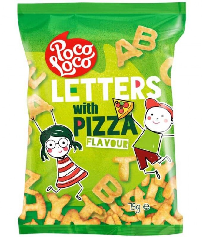 Poco Loco Snack Letras Sabor Pizza 75gr T