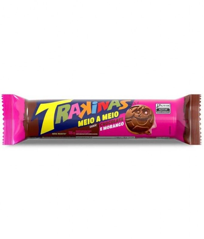 Trakinas Biscoito Recheado Chocolate Morango 126gr