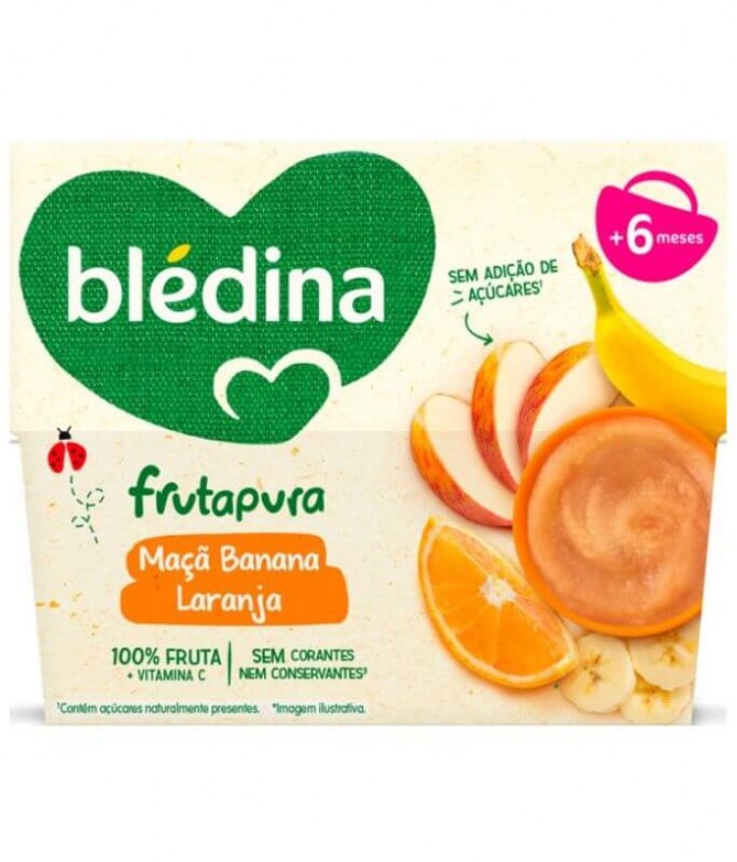 Blédina Frutapura Maçã Banana Laranja 4x95gr