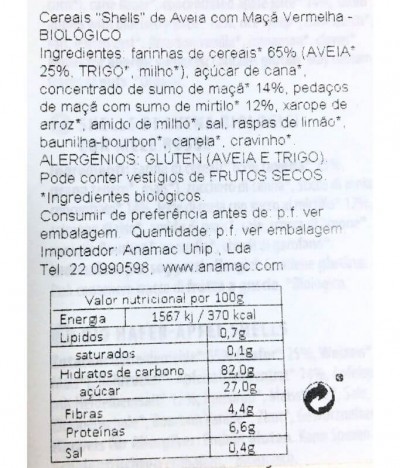 Fuchs Cereais Aveia Maçã Vermelha BIO 300gr