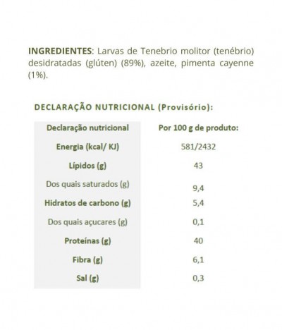 Portugal Bugs Snack Tenebrio Molitor Pimienta Cayena 15gr