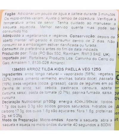 Tilda Kids Paella Vegetales 125gr T