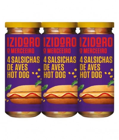 PACK 3 Izidoro Salsicha Aves Hot Dog 4un