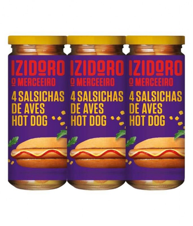 PACK 3 Izidoro Salsicha Aves Hot Dog 4un