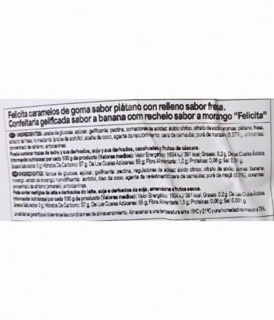 Felicità Gominola Plátano Relleno Fresa 1Kg