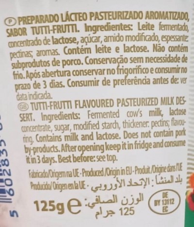 Tom Milk Iogurte Cremoso Tutti-Frutti 125gr