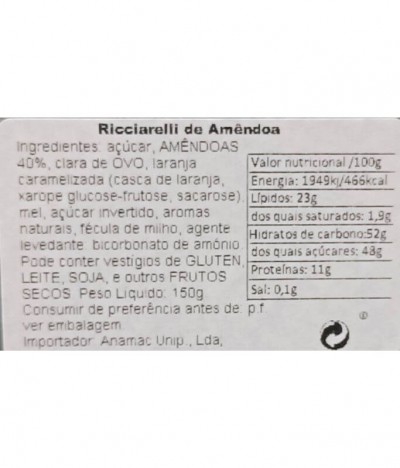Scapigliati Biscoito Ricciarelli Amêndoa 150gr