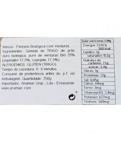 Rustichella D´Abruzzo Massa Pennine Verduras BIO 250gr