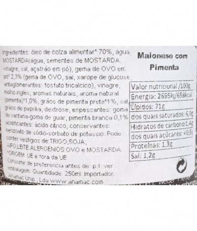 La délicieuse Mayonesa Pimienta 250ml