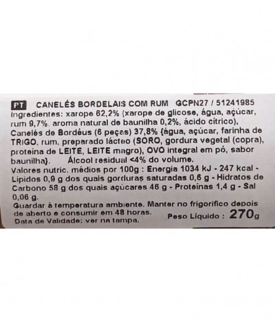 Comtesse du Barry Canelés Bordelais Baunilha Rum 270gr