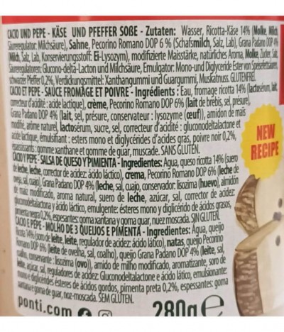 Ponti Molho 3 Queijos Pimenta 280gr