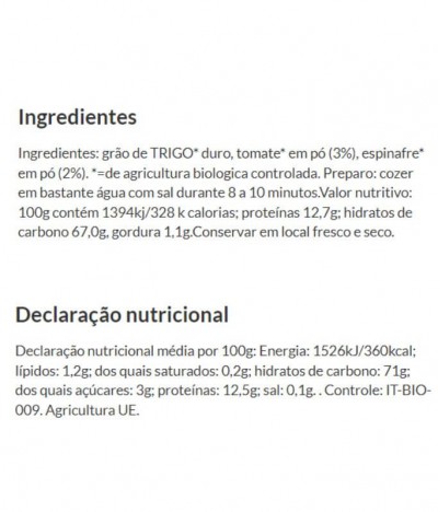 Dennree Pasta Letras Tricolor BIO 500gr